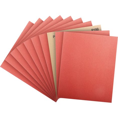 Papier de Verre, Papier Abrasif 180 Grains Utilisé pour polir le métal le bois les voiture, 10 Pièces Papier à Poncer 9x11 pouces (23x28cm) (1/5)