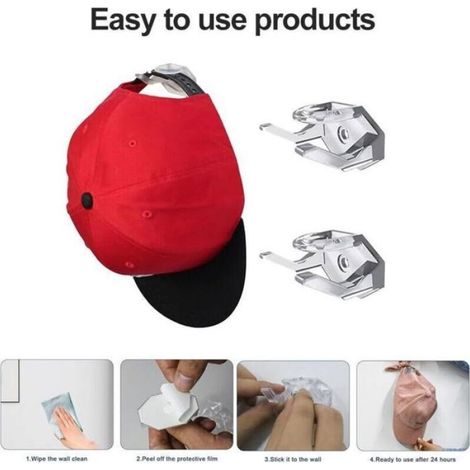 Crochet Pour Chapeau - Transparent - Fixation Adhésive Ou Vis - Design Minimaliste Et Discret - Lot De 6 (1/5)