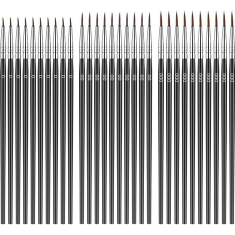 Ynkkvre - Coffret de pinceaux fins - 30 pièces pour peinture par numéros, pinceaux de précision pour acrylique, aquarelle, modélisme et loisirs créatifs à pointe fine - 000, 00, 0 (1/5)