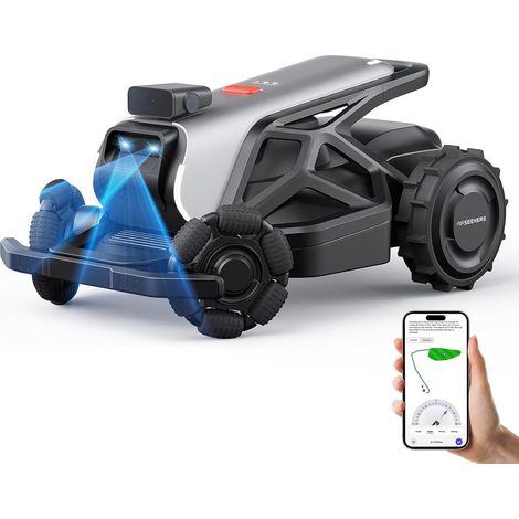 Tondeuse à gazon robotisée intelligente AirSeekers, détection d'obstacles à 360°, largeur de coupe de 20 cm，surface de tonte maximale de 2 400 m², capacité de franchissement de pentes jusqu'à 65 %,Blu (1/5)