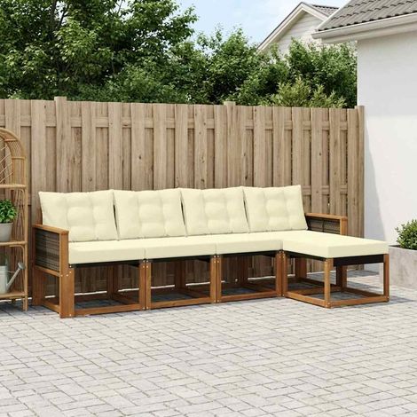 vidaXL Outdoor-Sofagarnitur mit Kissen 5 pcs Natur und Creme (1/5)