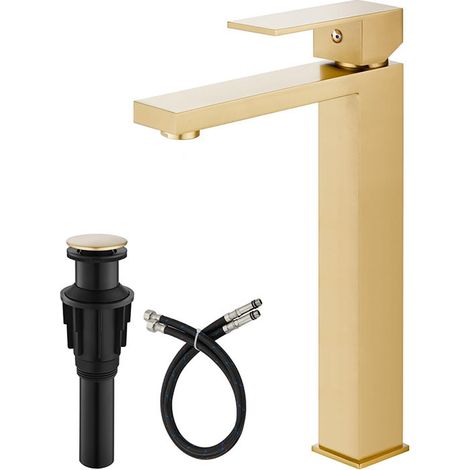 Mitigeur de lavabo noir mat à poignée unique – – Acier inoxydable 304 – Bulleur anti-éclaboussures – Installation facile (1/5)