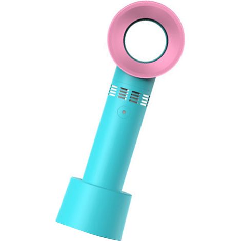 Tragbarer, klingenloser Ventilator, 3 einstellbare Geschwindigkeitsstufen, 2000 mAh Akku, mit Standfuß, grün, ideal für Kinder und Schüler. (1/5)