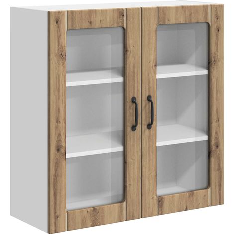 Maison Exclusive - Cabinet en verre mural LUCCA Chêne artisanal 80 x 31 x 80 cm (1/5)