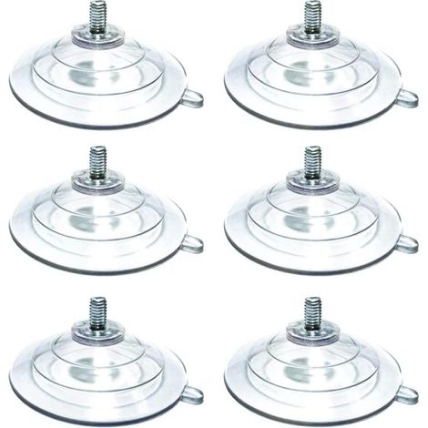 Lot de 6 crochets à ventouse à vis M6 de 6 cm de large diamètre en forme d'étape en PVC transparent (1/4)