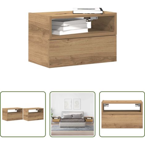 Nachtkommode -  Wand-Nachttische 2 Stk. Artisan-Eiche 45x26x28,5 cm (1/5)