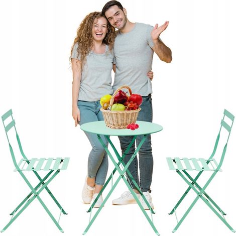 Conjunto de mesa y sillas de jardín 2 plazas Lisboa Verde Menta (1/5)