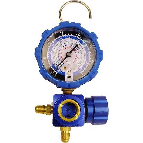 Manomètre de climatisation pour fluides frigorigènes R410A, R22, R134A et R404A, manomètre avec vanne et affichage visuel (1/5)