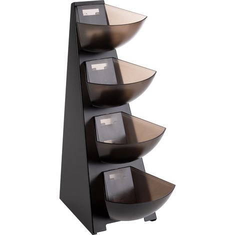 APS 11414 Multirack, mensola da cucina, struttura in acciaio inox 18/0, versata in plastica, distributore di porzioni, volume per versare 1 litro, 4 livelli (1/5)