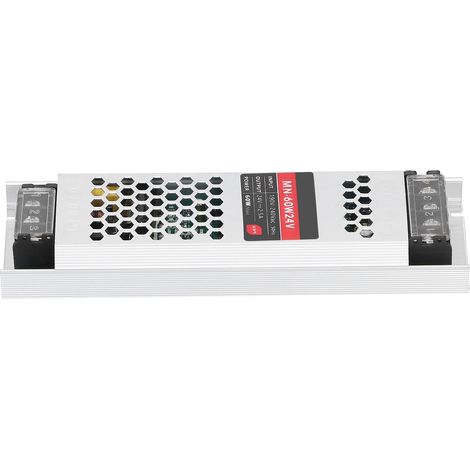 Alimentation LED ultra-plate 60W DC24V, transformateur étanche longue bande pour rubans LED, adaptateur d'éclairage intérieur/extérieur