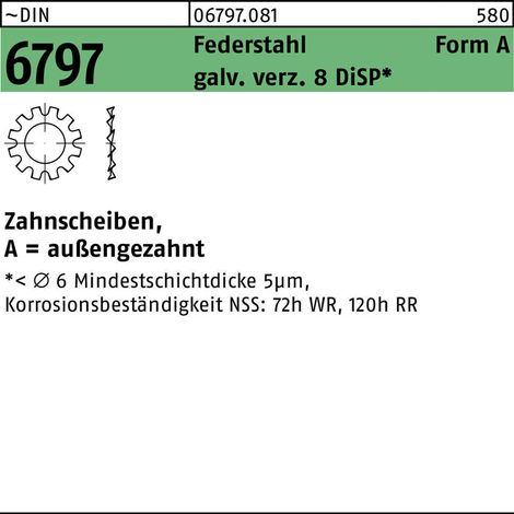 DIN 6797 Federstahl A 6,4 gal Zn 8 DiSP (Dickschichtpass.) gal ZnDi K 500 Stk (1/2)