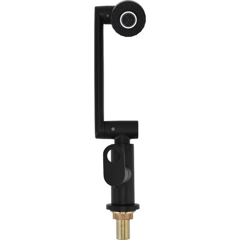 Robinet de salle de bain pivotant à grand angle, en acier inoxydable noir cuit, robinet d'eau froide simple avec G1/2 (1/5)