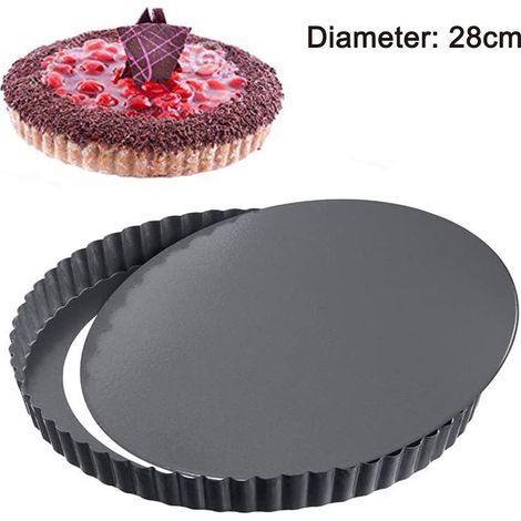 Moule à gâteau antiadhésif robuste avec fond amovible, moule à quiche avec fond amovible séparé, moule à gâteau (diamètre supérieur 28 cm) (1/5)