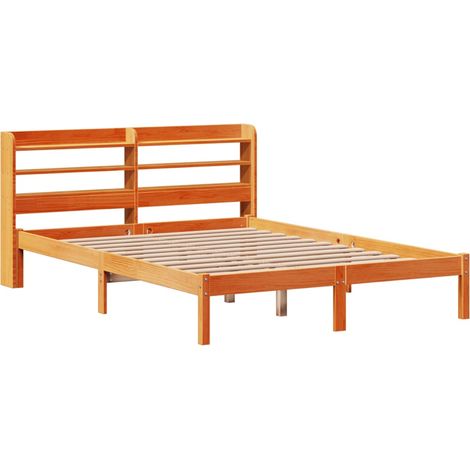 vidaXL Cadre de lit et tête de lit sans matelas cire marron 120x190 cm (1/5)
