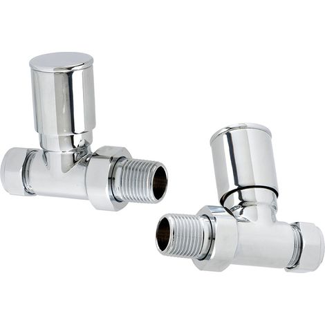 Modern Straight Round Radiator Valves Heated Towel Rail Rad Valves 15mm Chrome (1/2)
