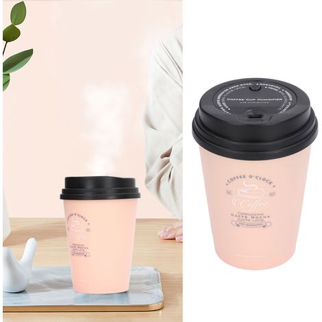Mini Humidificateur USB 300ml - Tasse Design Silencieux avec Arrêt Automatique, Léger et Compact pour Voiture, Bureau ou Maison - Rose (1/5)