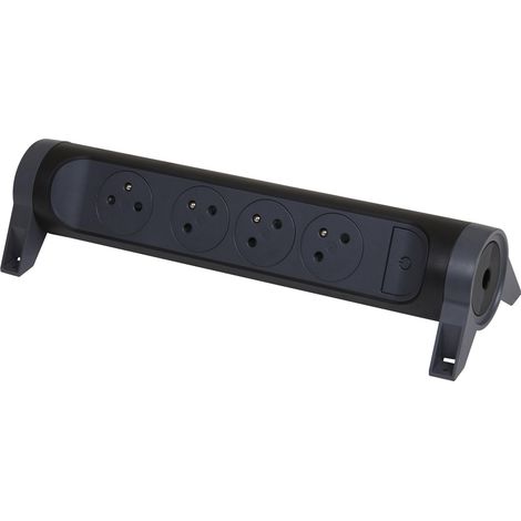 Multiprise avec bloc rotatif de 4 prises 2P+T Surface 16A 230V et interrupteur à câbler noir et gris foncé LEGRAND 049466 (1/5)