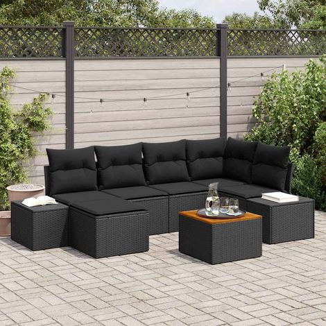Conjunto de sofá de jardín 7 pcs Negro vidaXL (1/5)