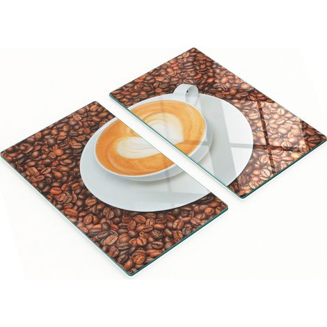 Tablas de cocina de vidrio templado con dise帽o de coraz贸n y vetas de caf茅 con leche, 2 x 30 x 52 cm.