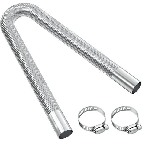 Tuyau d'échappement, 200cm Portable Flexible Tuyau d'échappement en Acier Inoxydable avec 2 Colliers en Acier IOnoxydable, Tuyau d'Echappement de Voiture(25mm) pour Chauffage Diesel Voiture (1/5)
