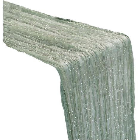 Chemin de table en gaze semi-transparente pour une décoration élégante de centre de table lors de mariages et de fêtes, vert gazon (1/5)