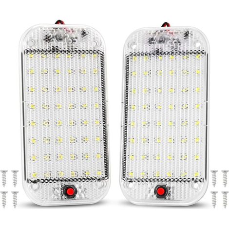 ZVD-Eclairage Intérieur LED 10W 48 LED Eclairage Intérieur Lumineux Universel avec Interrupteur Marche/Arrêt pour 12V-85V Voiture Van Camion Camion Camping-Car Bateau Caravane Camping-Car Plafonnier D (1/4)