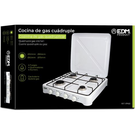 COCINA DE GAS ESMALTADA 4 FUEGOS 50x50x12cm EDM (1/2)