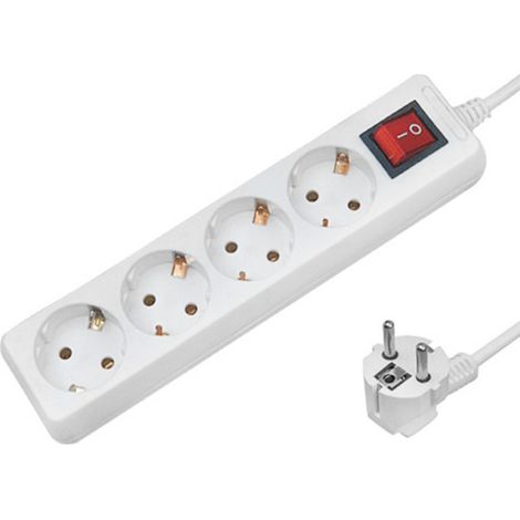 Base múltiple WADFOW de 4 tomas tipo Alemania, cable 1,4 m, ignífuga y 16 A