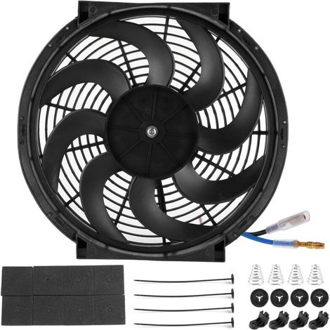 Ventilador de refrigeración eléctrico para radiador de 14 pulgadas y 90 W, piezas universales modificadas para automóviles con kit de montaje -Crezuo