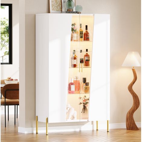 Vitrina de cristal con LED 72x40x145 cm MDF blanco para salón - CHICFURN (1/5)