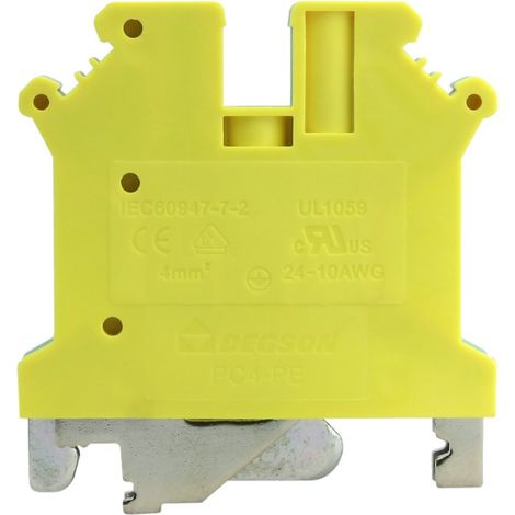 Connecteur pour rail PE, jaune-vert, à vis, 4 mm², 1P, pour rail DIN TH35 (1/4)