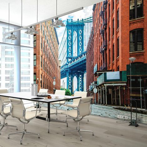 Vlies Fototapete New york Brücke 400x280 cm, Tapeten, für Wohn und Schlafzimmer, Vliestapete Wandtapete Tapete 3D Effekt- inkl. Kleister - NY Stadt Brooklyn, WallArena (1/4)
