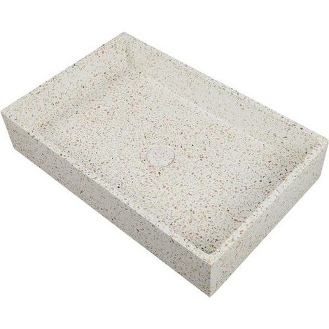Lavabo da appoggio rettangolare con finitura terrazzo beige  KTERD-600BE kamalu