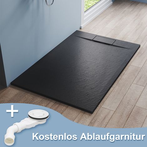 SONNI Duschwannen Flach Duschtasse hochwertige für Duschkabine Badezimmer SMC weiß 32mm Schiefer-Textur inkl.Ablaufgarnitur Antirutsch Schneidbaren Design 140x90 cm (1/4)