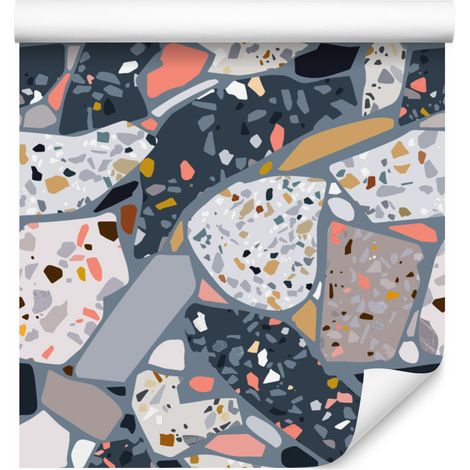 Papel pintado de terrazo de hormigón, diseño elegante para salón y dormitorio, 50x1000 cm (1/5)