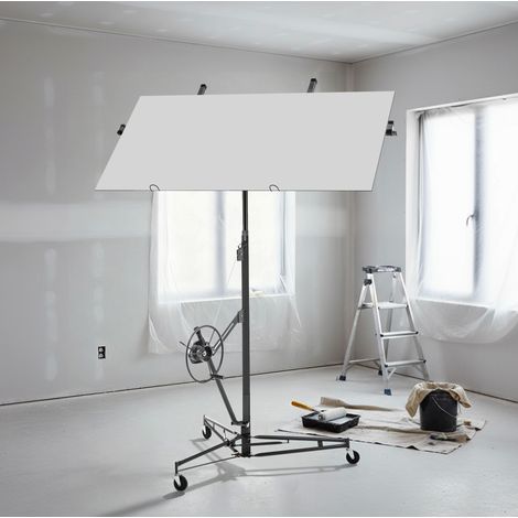 Elevador de placas plegable 125x137x180 cm en acero gris, 68 kg, para techos altos – MEUBLIV (1/5)
