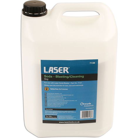 Laser Tools – Bicarbonate de soude 5 kg pour pistolet de sablage – Écologique – Pour peinture, vernis, corrosion – Ne raye pas les surfaces