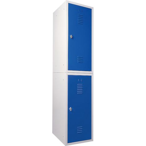 BRB Schließfachschränke-Set aus Stahlblech, HxBxT 900x415x490 mm (2 Stück, blau/blau)