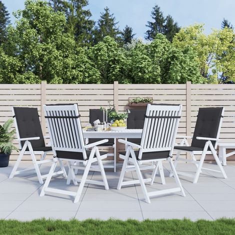 Coussins de chaise,Rembourrés pour chaise de jardin à dossier haut lot de 6 noir tissu BGT79822 (1/5)