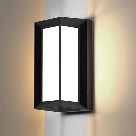 Applique murale extérieure à LED moderne W étanche rectangulaire en pour jardin couloir lumière chaude K 18 IP65 3000 métal blanche (1/4)