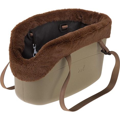Ferplast WITH-ME WINTER Borsa per cani in resina con rivestimento. 3 colori.. Variante - Misure: 21.5 x 43.5 x h 27 cm - Tortora (1/4)