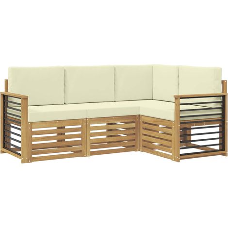 Sofa Sets with Cushion 4 pcs White and Cream Polyester vidaXL (1/5)
