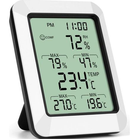 Thermomètre-hygromètre intelligent avec écran LCD, alarme horaire et affichage des valeurs max./min. (1/5)