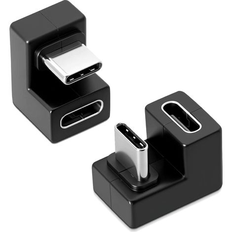 2er-Pack U-förmige 180°-USB-C-Adapter – Abgewinkelter USB-C 3.1 OTG 100W PD-Adapter – Schnellladen – Audio-/Videoübertragung – Kompatibel mit MacBook, Switch, Samsung Galaxy und Google Pixel (1/5)