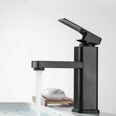 Robinet de lavabo, inox 304, noir, eau froide, pour toilettes (1/5)
