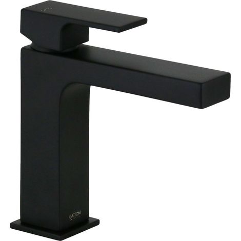 Mitigeur lavabo modèle carré noir mat Gattoni SQUARE 2582/25NO Noir mat - Sans vidage (1/5)