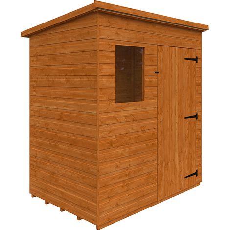 6x4 Super Pent 12mm Shed - L175 x W115 x H204.1 cm - Solid Wood/Softwood/Pine - Burnt Orange