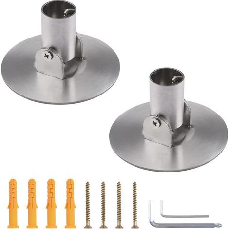 Support pour tringle de rideau de douche, 4 pièces, diamètre intérieur 26 mm, en acier au titane, tringle pour rideau de douche, bride rotative unique, support mural avec vis (1/5)