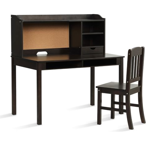 Set scrivania e sedia per bambini 111,5 x 61 x 110,5 cm ampio spazio di archiviazione design moderno in MDF marrone 200011744