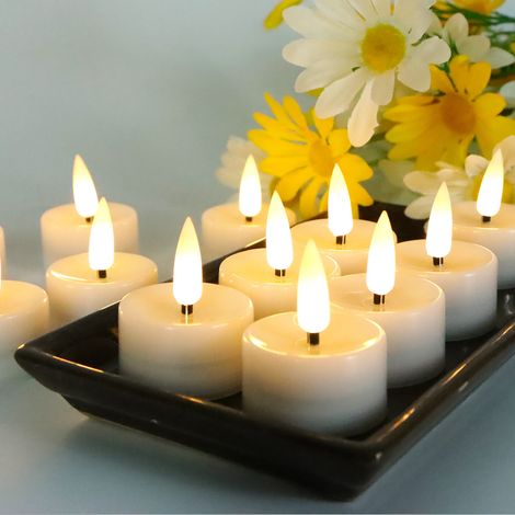 (24 bougies LED blanches vacillantes), alimentées par piles, vacillantes sans flamme, adaptées aux décorations de fête. (1/5)